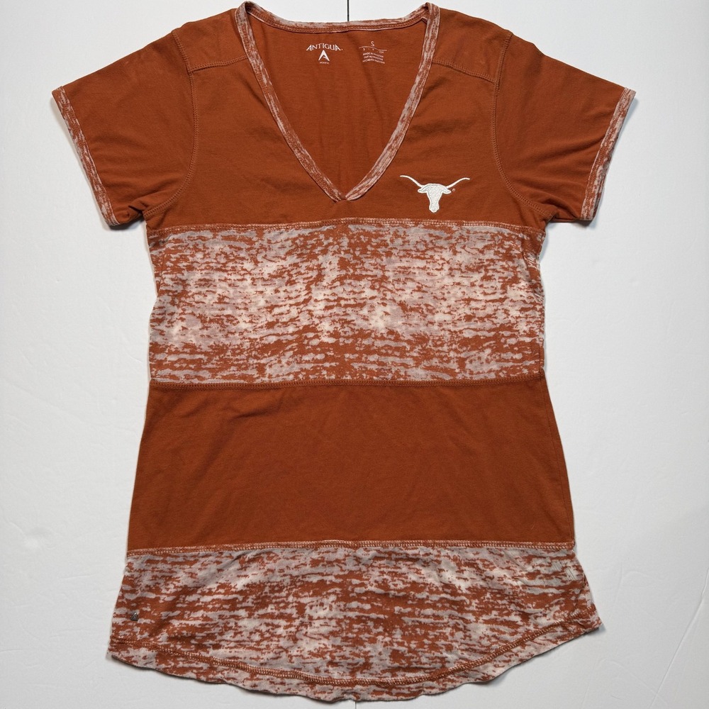 Texas Longhorns Shirt Womens Small Orange NCAA Football Antigua Burnout‎ Tee